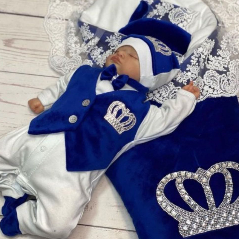 Baby Nursery Outfits - Dollbling Royal Blue Velvet Baby Romper