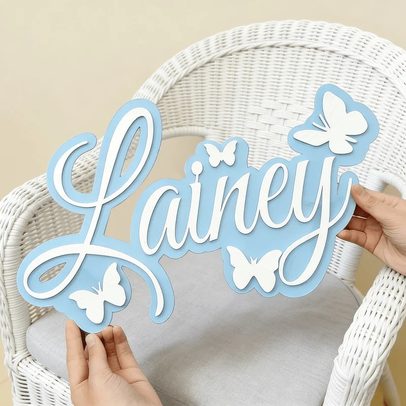 Baby Nursery Name - Spersonalizowana tabliczka z imieniem dziecka, niebieski