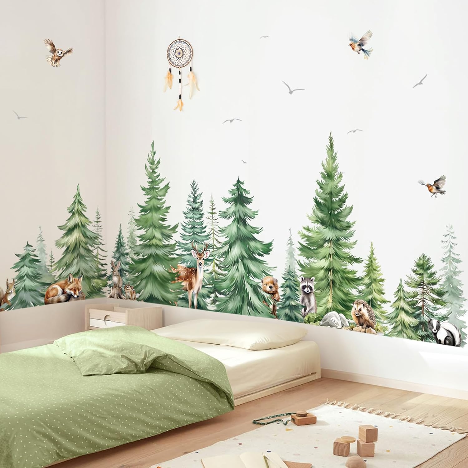 Baby Nursery Needs - Duże naklejki ścienne akwarelowe z sosnami,