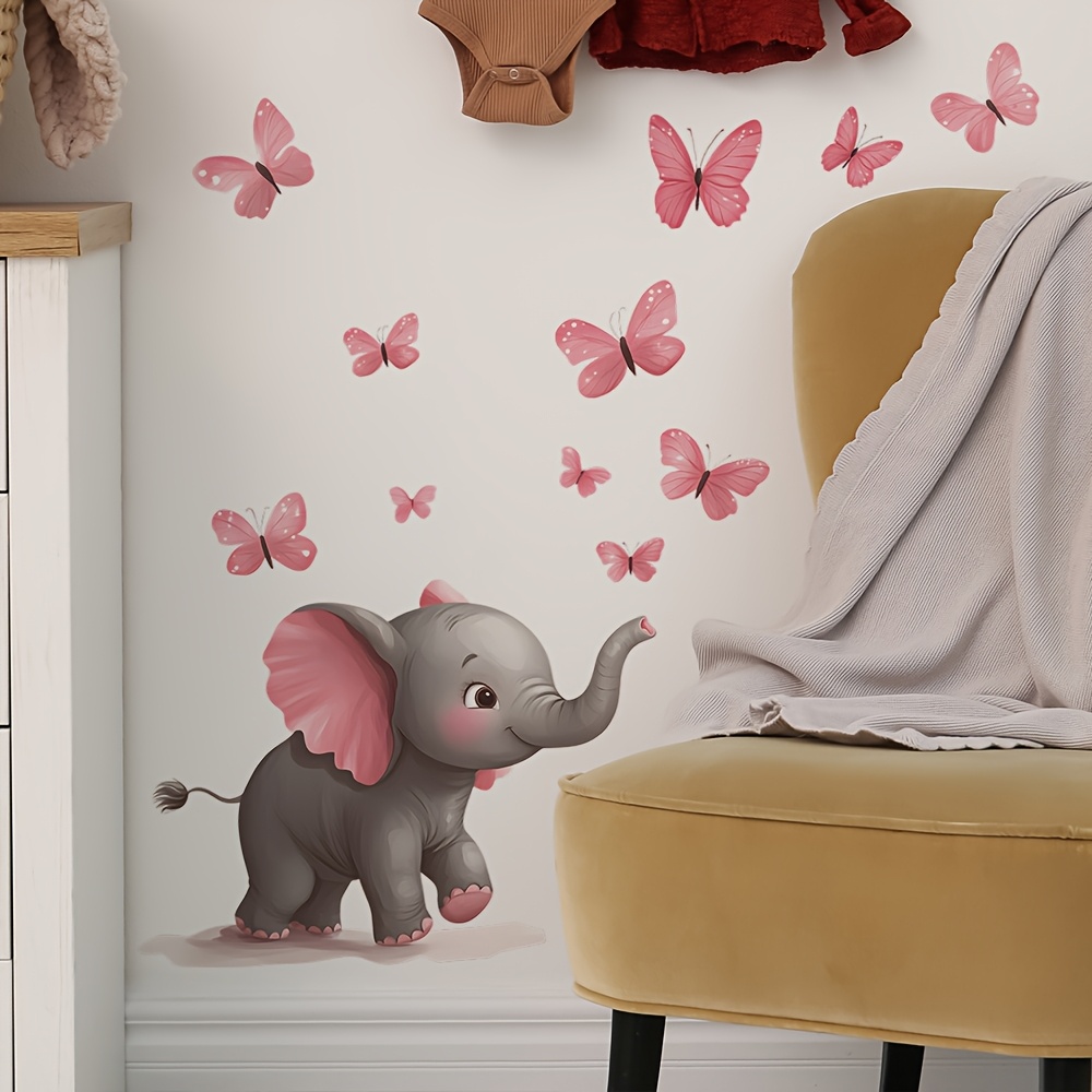 Baby Nursery Elephant Theme - 1 szt. Naklejka ścienna z motywem