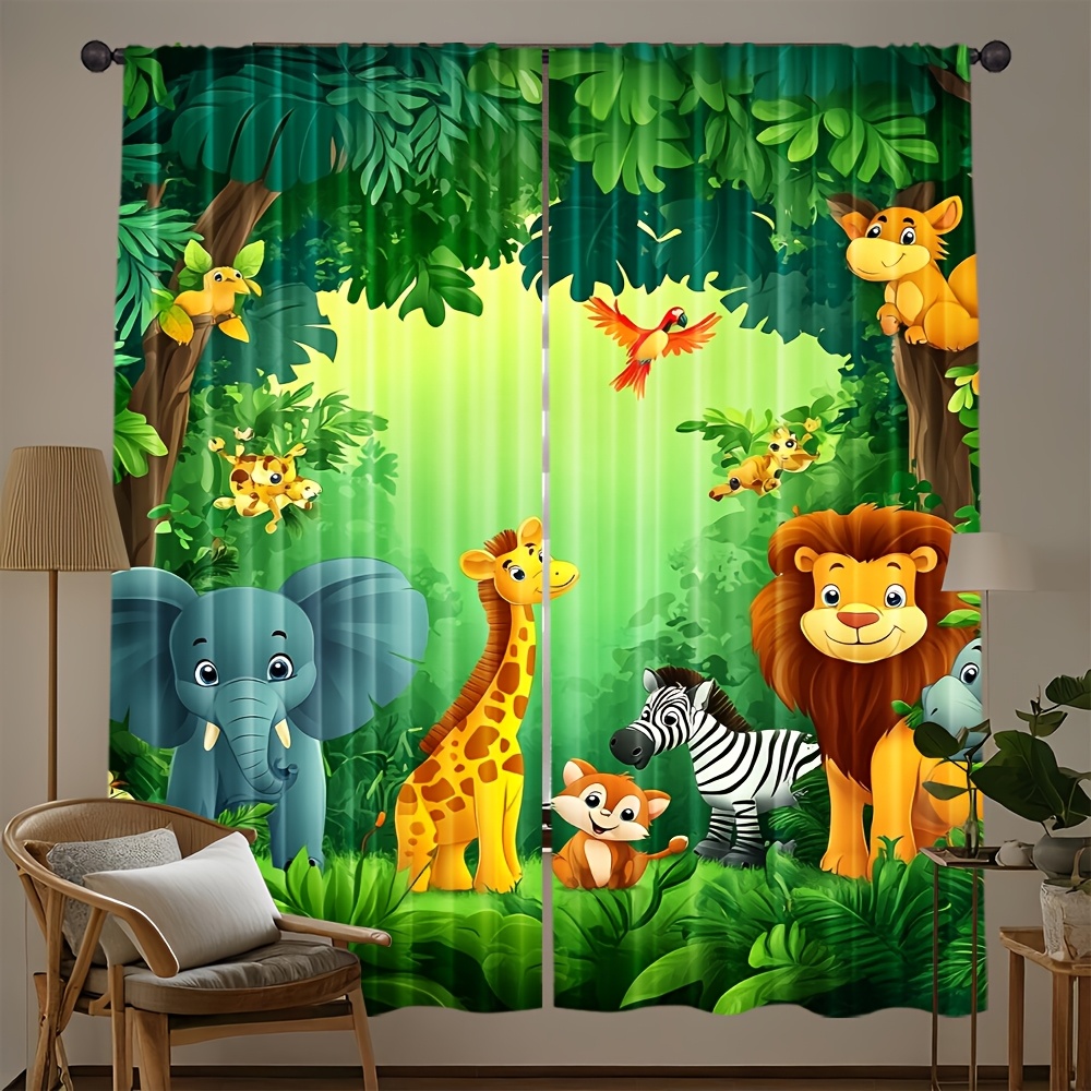 Baby Nursery Animal Prints - 2 szt. Zasłony z motywem kreskówkowych