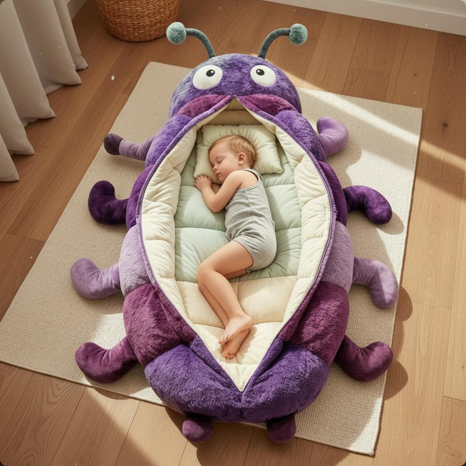 Baby Nursery Bedding - Śpiwór Gąsienica Segmentowany, Komfortowy Śpiwór Całopostaciowy