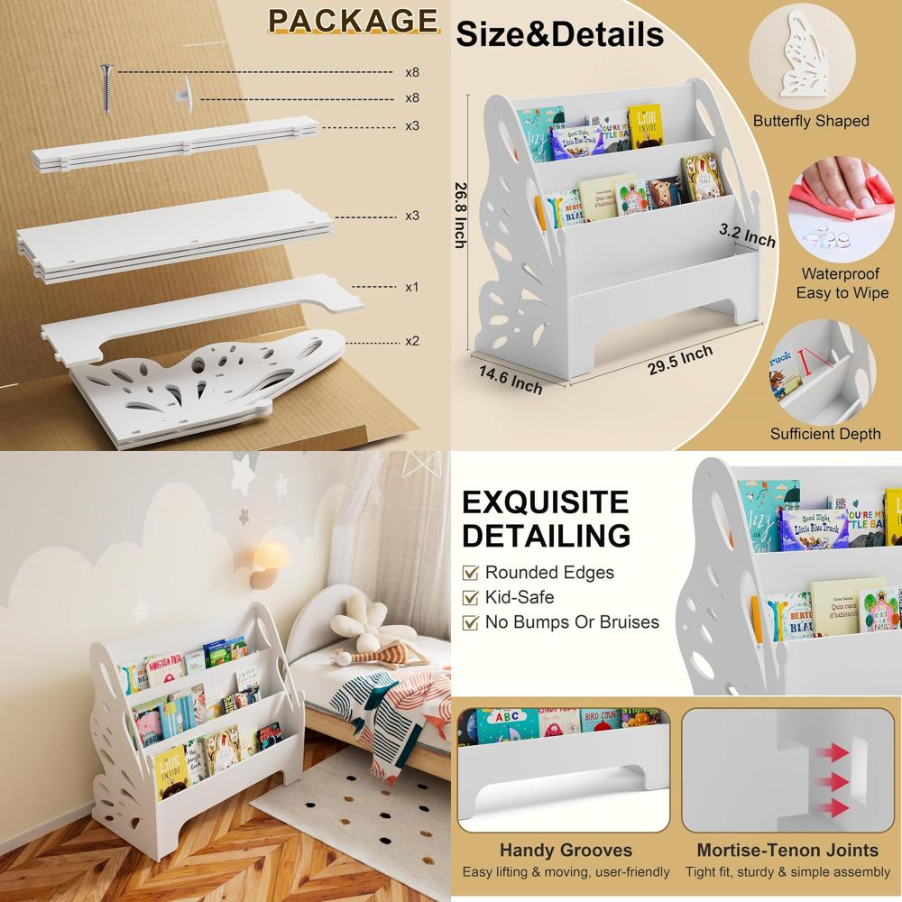Baby Nursery Organizer - 3-poziomowy regał na książki dla dzieci