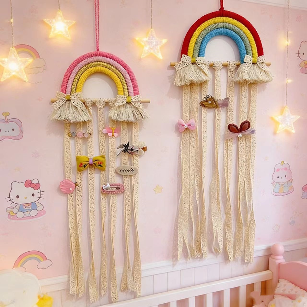 Baby Nursery Ideas Girl - Uchwyt na tęczowe kokardy do włosów