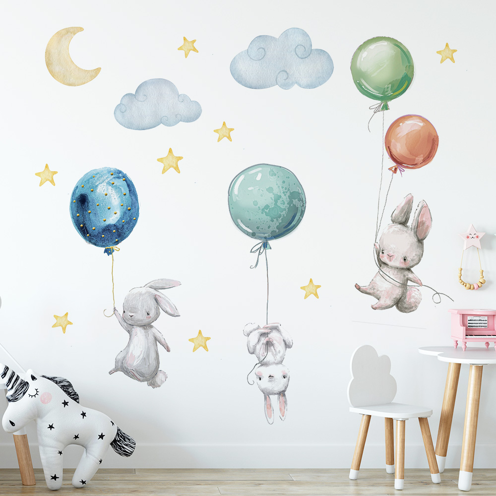 Baby Nursery Needs - Śliczne Urocze Latające Króliki Naklejki Ścienne