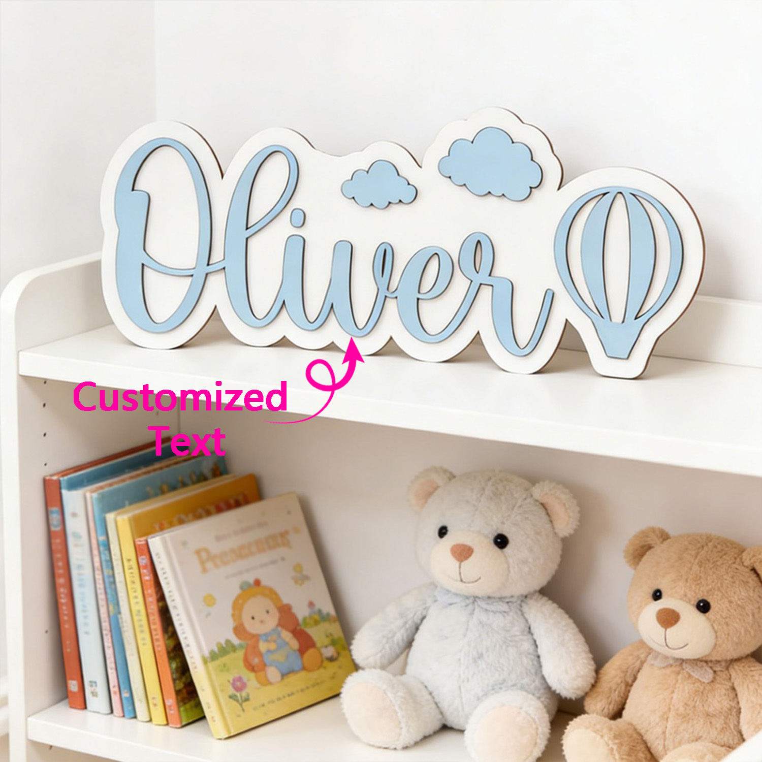 Baby Nursery Name - Spersonalizowana tabliczka do pokoju z balonem