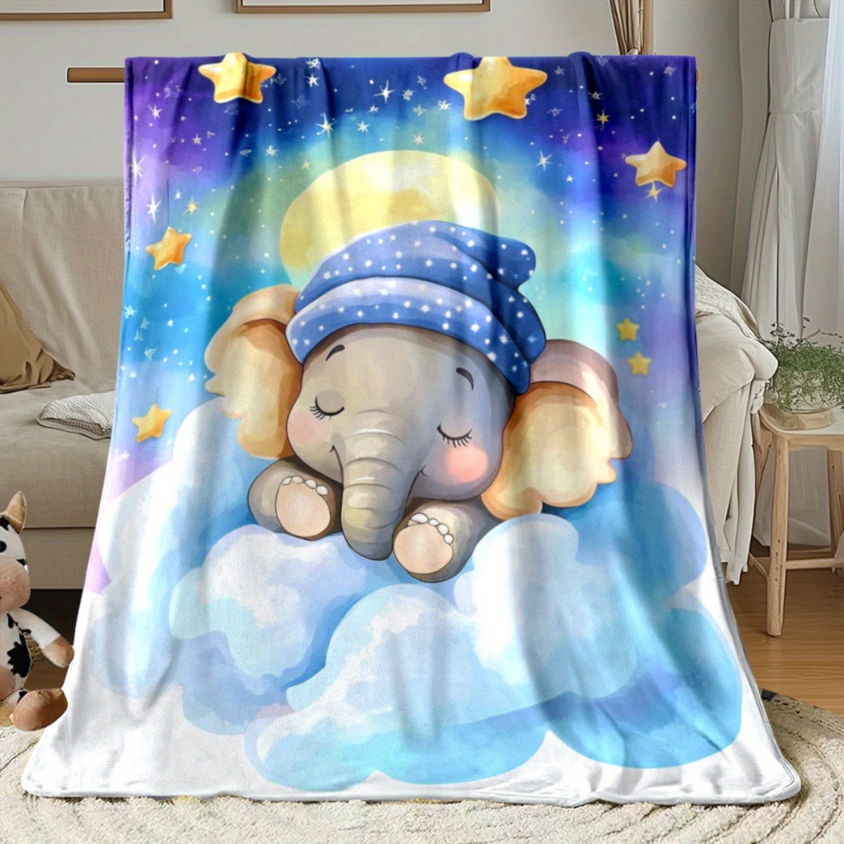 Baby Nursery Elephant Theme - Kocyk polarowy dla dzieci z motywem