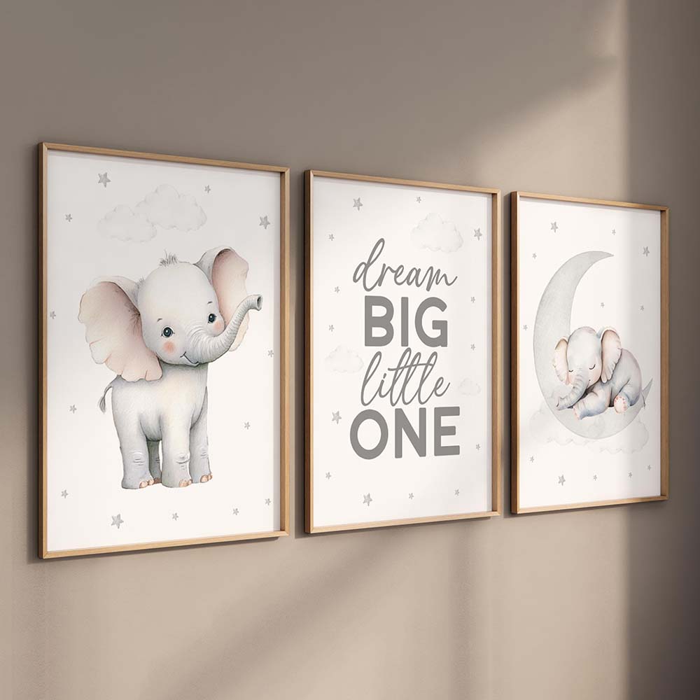Zestaw obrazków do pokoju dzie – Baby Nursery Elephant Theme recenzja i cena