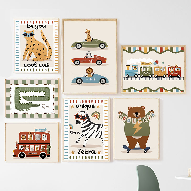 Zabawne Kreskówkowe Zwierzęta  – Baby Nursery Animal Prints recenzja i cena