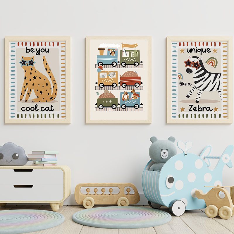 Zabawne Kreskówkowe Zwierzęta  – Baby Nursery Animal Prints recenzja i cena