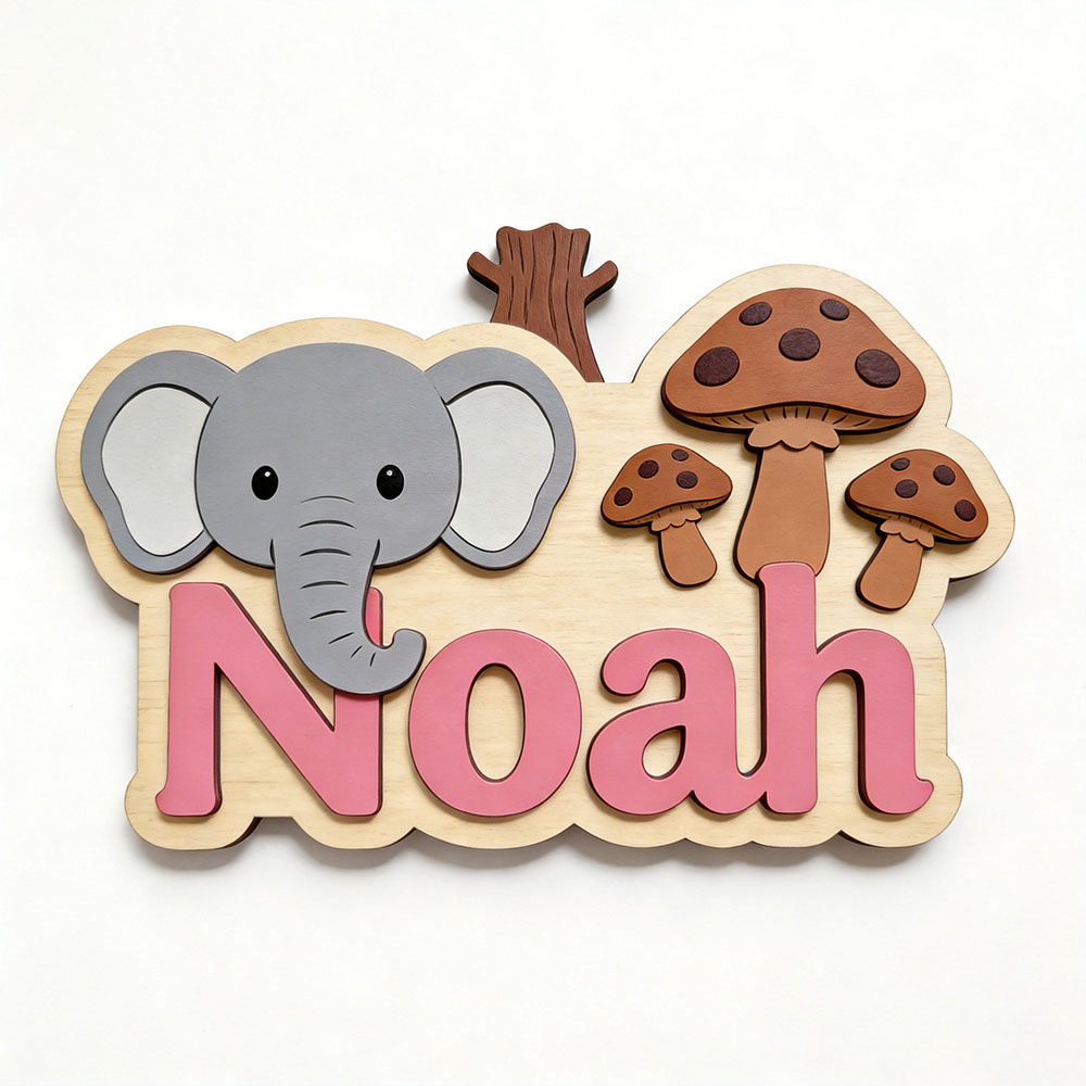 Personalizowana drewniana tabl – Baby Nursery Elephant Theme recenzja i cena