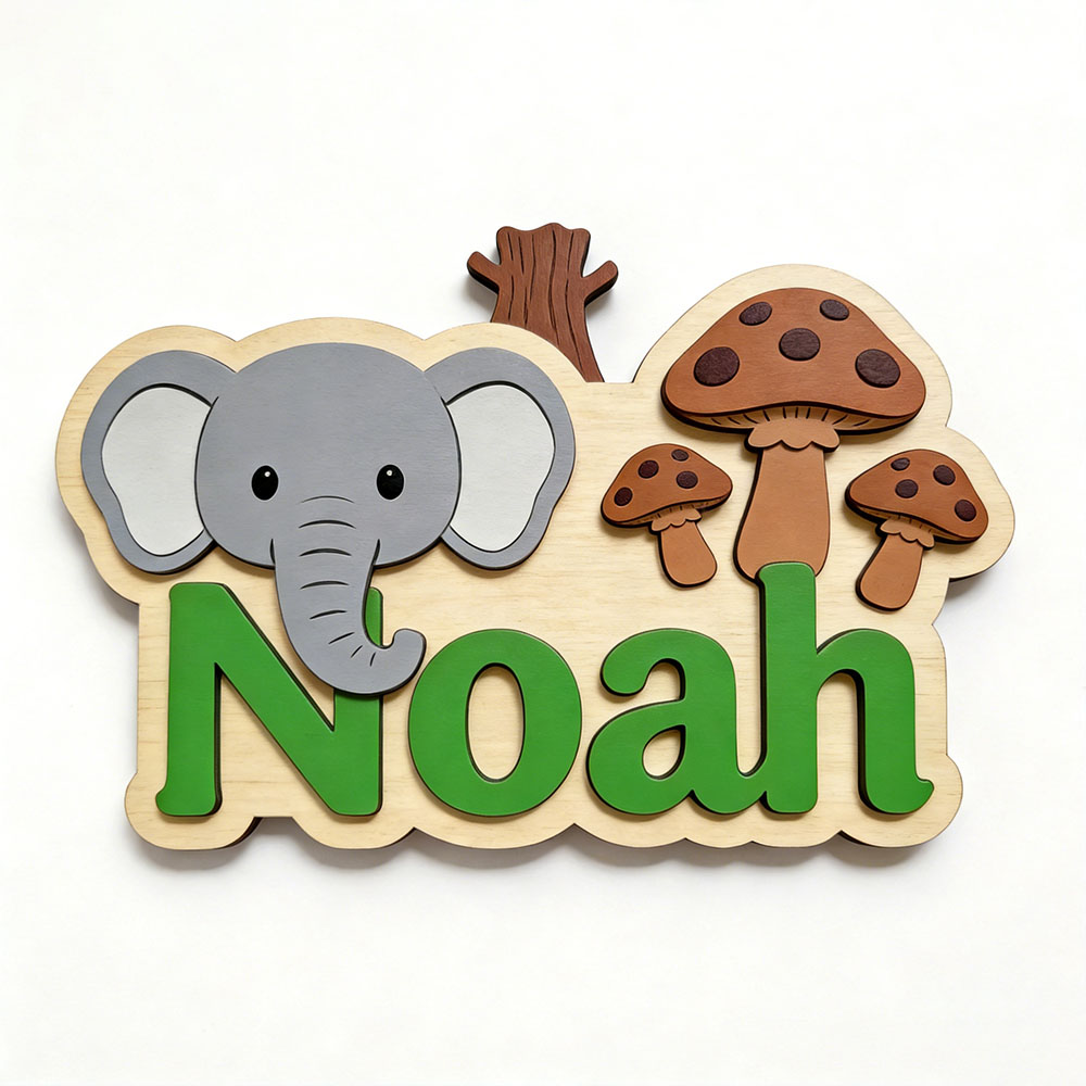 Personalizowana drewniana tabl – Baby Nursery Elephant Theme recenzja i cena