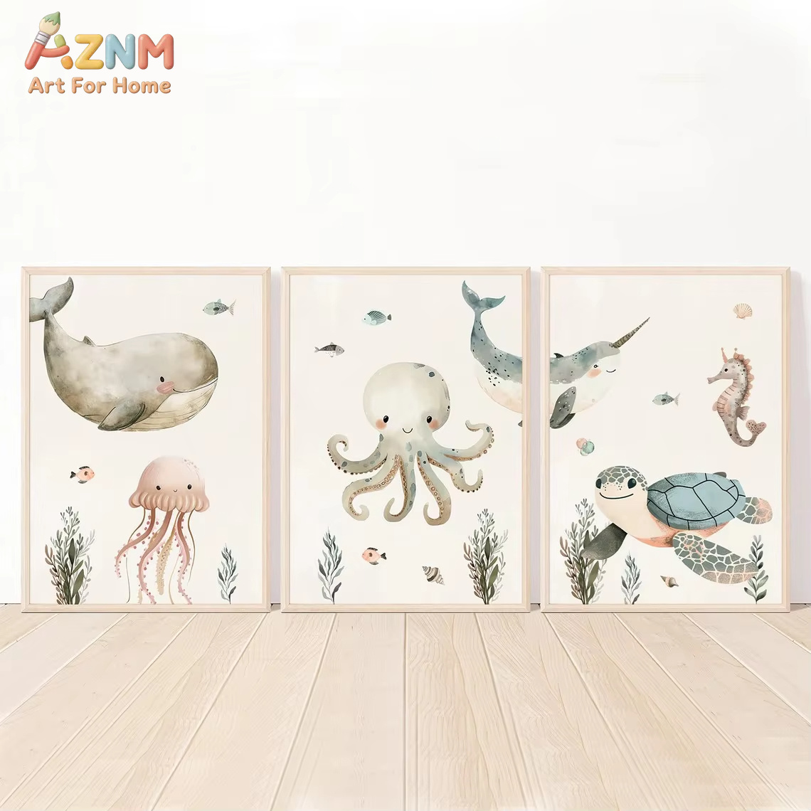 AZNM Akwarelowe Urocze Zwierzę – Baby Nursery Animal Prints recenzja i cena
