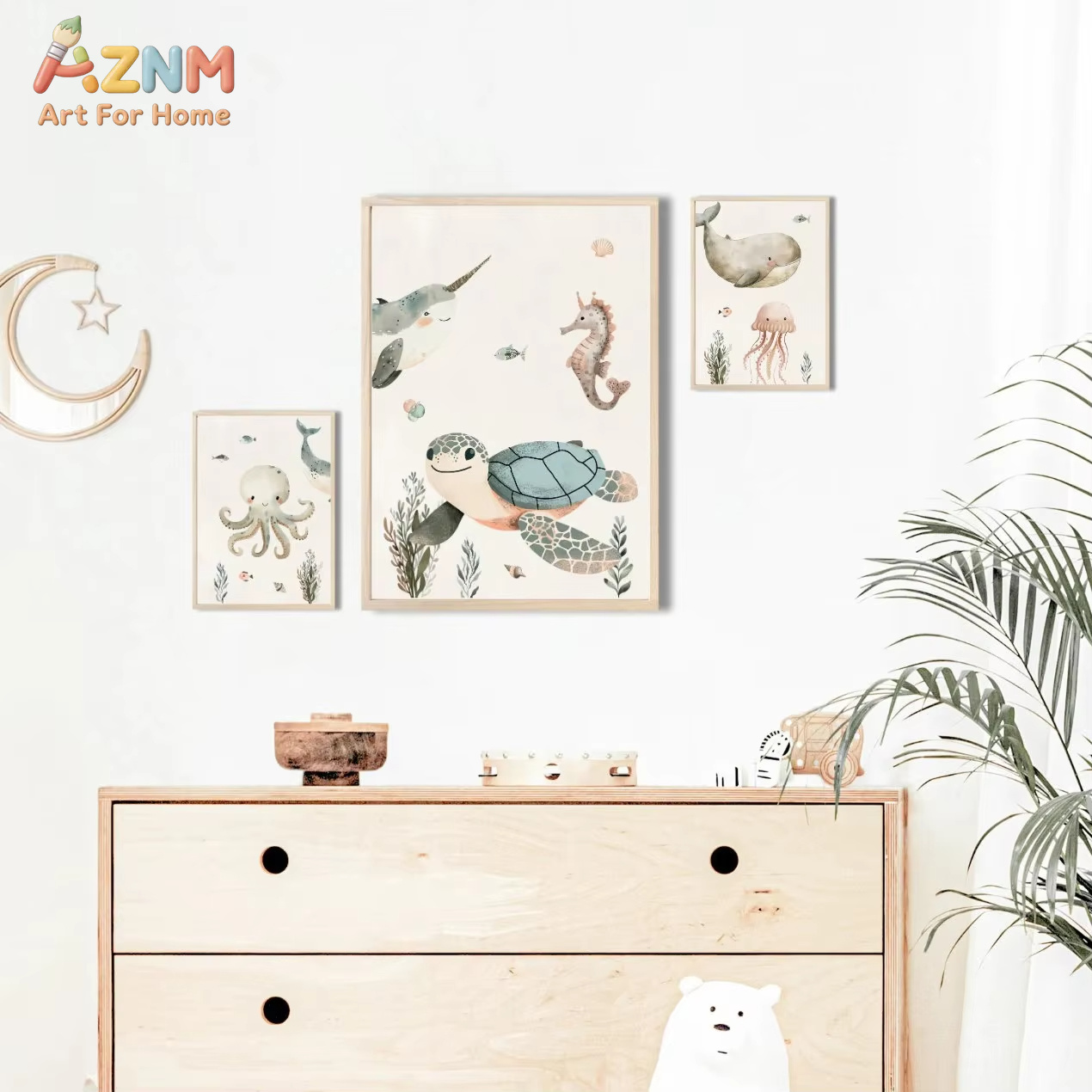 AZNM Akwarelowe Urocze Zwierzę – Baby Nursery Animal Prints recenzja i cena