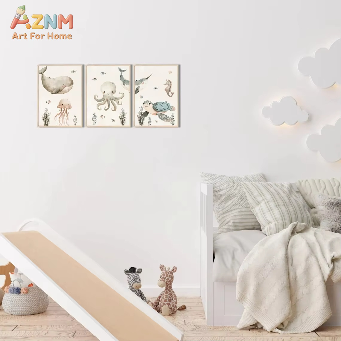 AZNM Akwarelowe Urocze Zwierzę – Baby Nursery Animal Prints recenzja i cena
