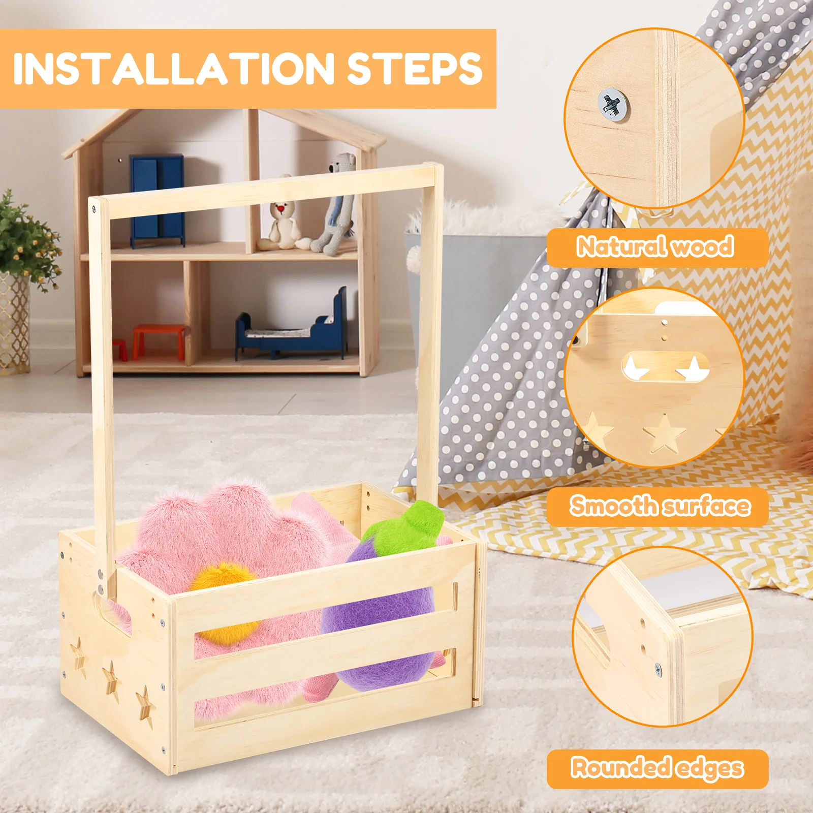 Drewniany kosz na baby shower, – Closet Organizer Baby recenzja i cena