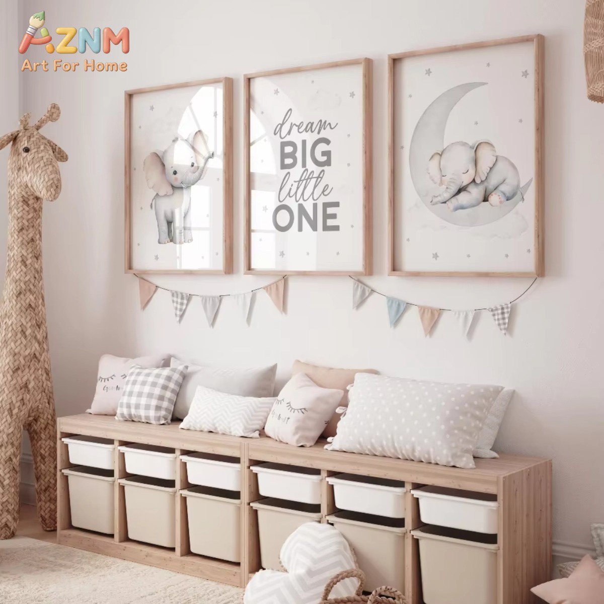 Zestaw obrazków do pokoju dzie – Baby Nursery Elephant Theme recenzja i cena