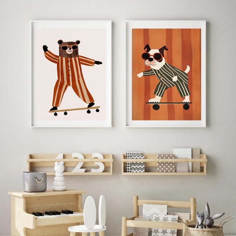 1 szt. bezramowy plakat z zaba – Baby Nursery Animal Prints recenzja i cena