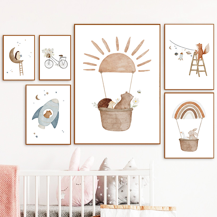 Zwierzęta kreskówkowe Mural ar – Baby Nursery Animal Prints recenzja i cena